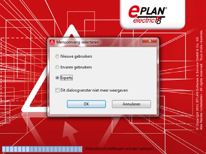 Wat gebeurt er tijdens de eerste start van EPLAN Electric P8 Opmerking: De eerste keer starten van EPLAN Electric P8 moet uitgevoerd worden met beheerdersrechten net zoals de installatie zelf.