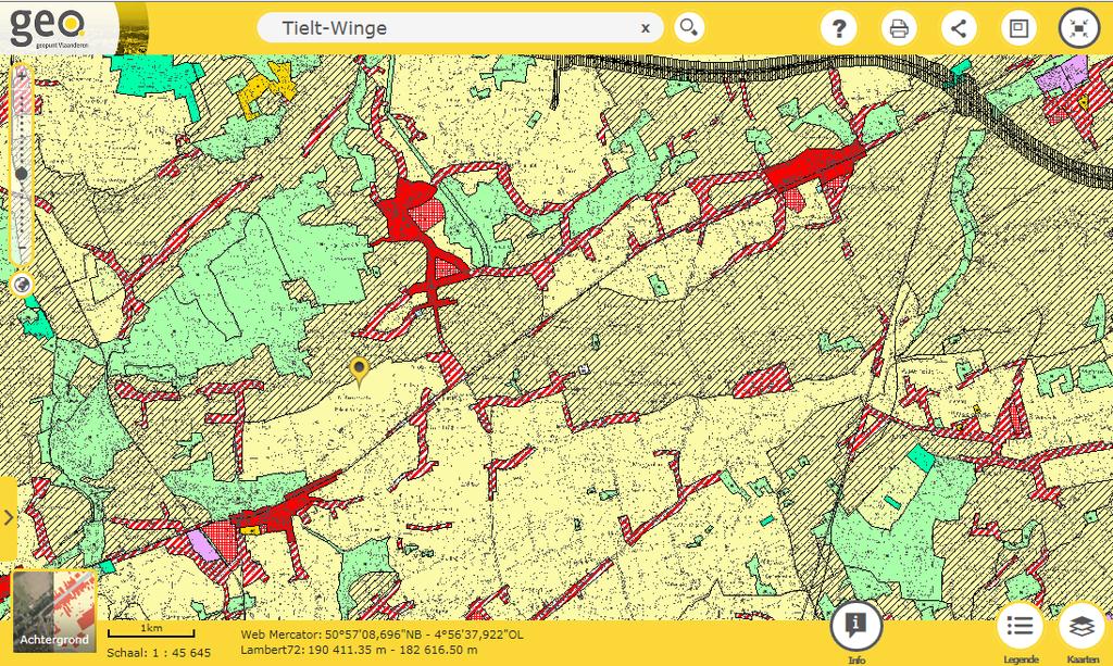 Kaart 2: Gewestplan van Tielt-Winge Bron: Geo Vlaanderen > Tielt-Winge Tabel 1: Legende
