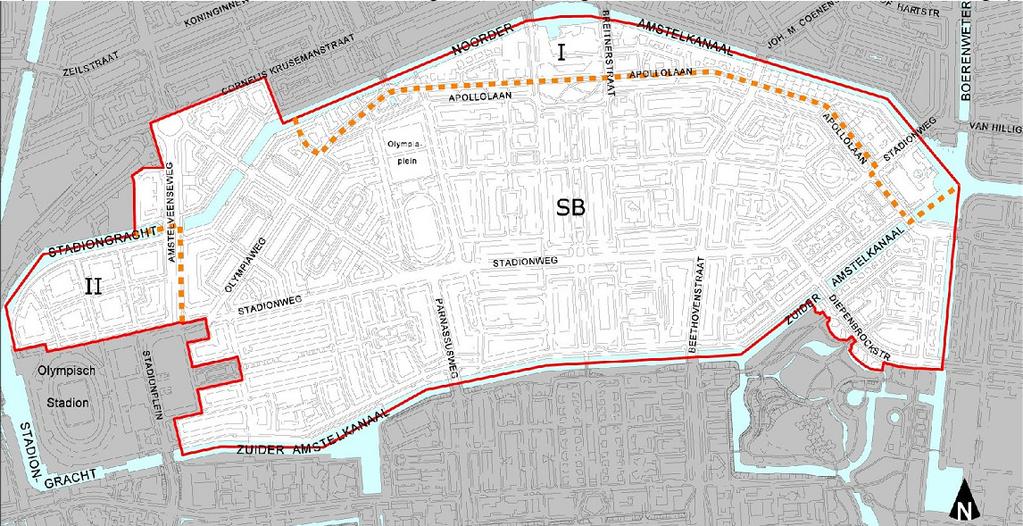 Figuur 1: grenzen plangebied Stadion- en Beethovenbuurt SB: Vigerend bestemmingsplan Stadion- en Beethovenbuurt 3.