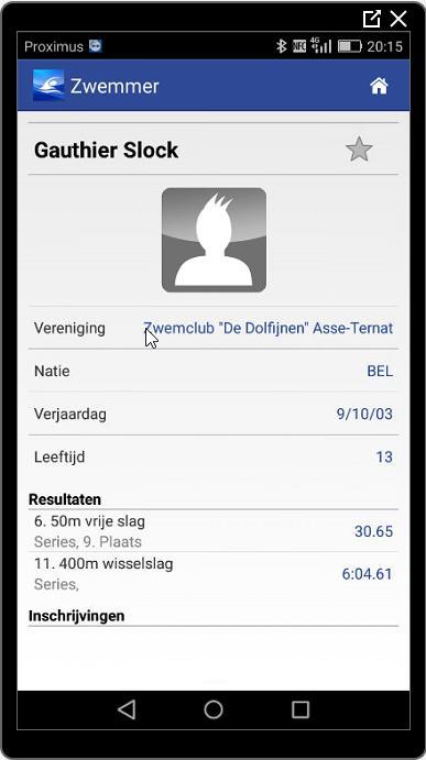 Live Resultaten Mogelijkheid om deze zwemmer aan de lijst met favorieten toe te voegen.