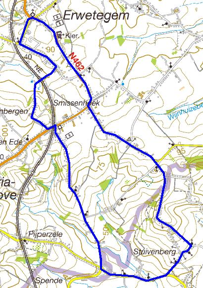 ERWETEGEM 2017 NAMIDDAGRIT Routeoverzicht A V Totale afstand: 10.