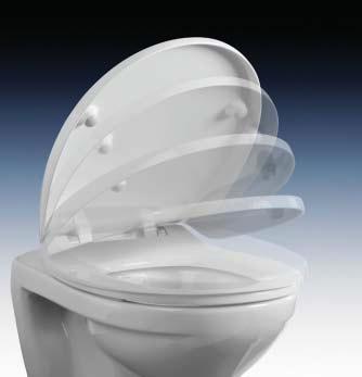 LA RÉVOLUTION TRANQUILLE DE STILLE REVOLUTIE 60 CALMO Espace toilette - Toiletruimte Le mécanisme de fermeture en douceur est dissimulé à l intérieur de l abattant et de la charnière.