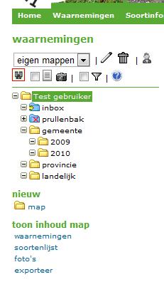 Waarnemingen exporteren Waarnemingen kunnen geëxporteerd worden naar een xls-, kml-, of csv-file. 1.