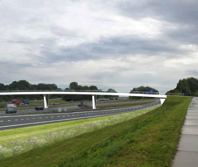 Visualisatie van de fietsverbinding de Koppel Door het extra ruimtebeslag van de A12 wordt de fietsbrug tussen de wijk Lunetten en de recreatieplas Laagraven vervangen.