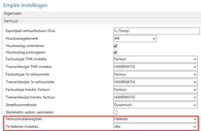 Fiatteren en accorderen verhuurmutatie door verschillende personen Huidige situatie: Op pagina Empire-instellingen