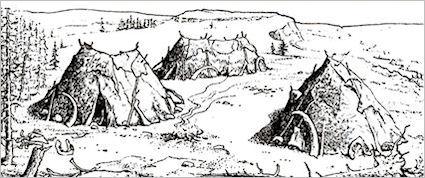 Ze denken dat de verblijfplaats er uit heeft gezien zoals op de tekening hieronder. Van wie kunnen de gevonden sporen zijn?
