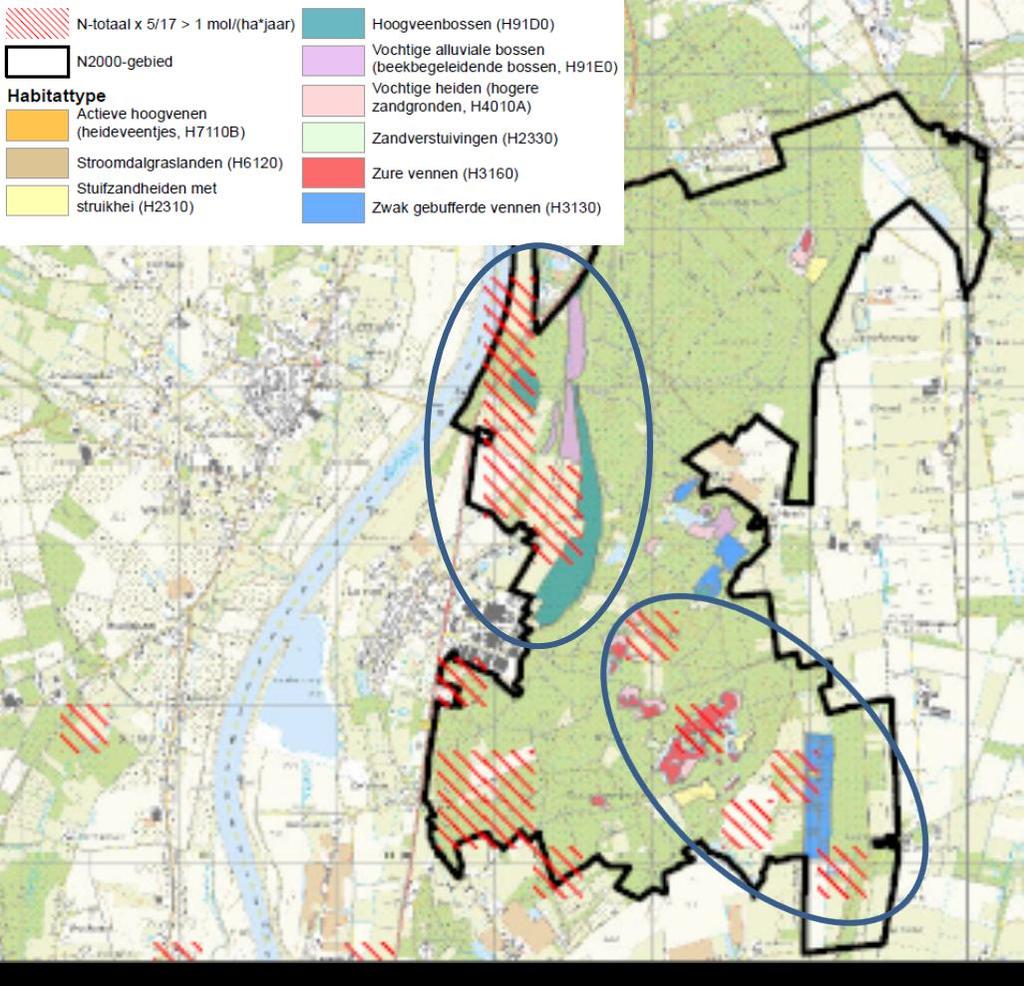 Mitigatieplan Klavertje 4 Afbeelding 3: Locaties waar binnen het Natura 2000-gebied Maasduinen maatregelen genomen moeten worden in het kader