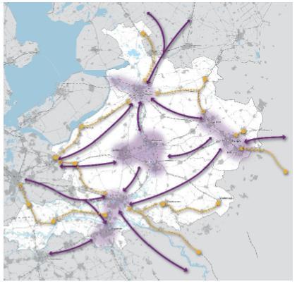 FACTSHEET OOST NEDERLAND Analyse uitgangssituatie De zwaarste magneten bevinden zich in de grote steden Arnhem, Nijmegen, Zwolle, in de stedelijke netwerken Stedendriehoek en Twente.