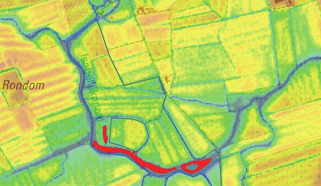 3.2.2.7 Percelen langs het Isabellakanaal Figuur 8. Locatie (in rood) van het zilte gedeelte langs het Isabellakanaal.