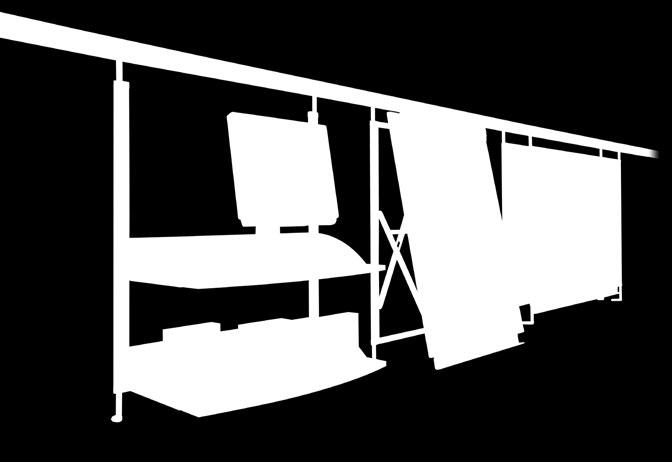 INRICHTING railsysteem n Selectie van componenten voor wandrails n 2-kanaals wandrail n Ergonomisch railsysteem n Componenten glijden onder elkaar door en over elkaar heen n Alle componenten kunnen