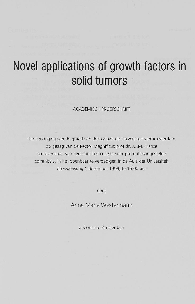 Novel applications of growth factors in solid tumors ACADEMI
