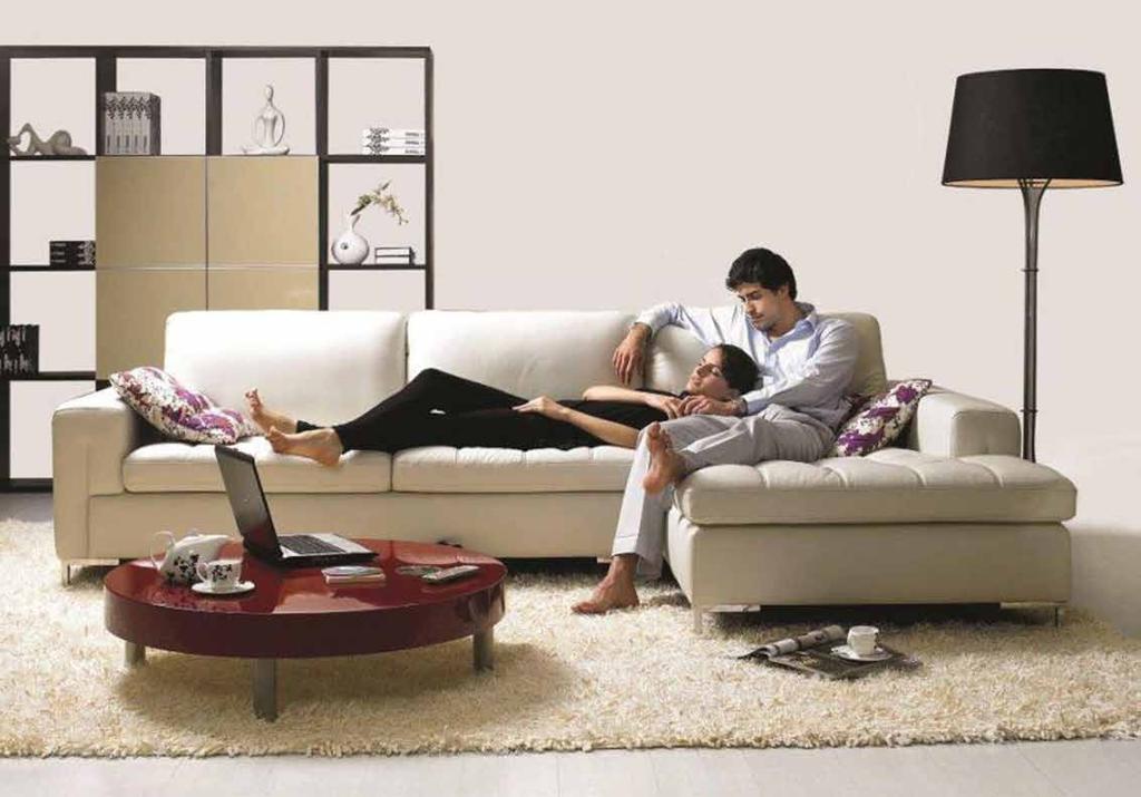 Lente promo uw meubelpartner Salon Paris 2-zitsbank + longchair rechts B. 300 x D. 162 cm.