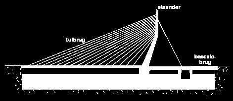 Deze brug bestaat uit twee gedeelten: een tuibrug en een