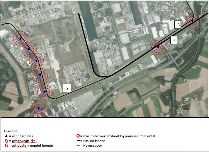 7 Spoorlijnen 7.1 Toetsing In de nabijheid van het windpark bevinden zich spoorlijnen waarover gevaarlijke stoffen worden vervoerd.