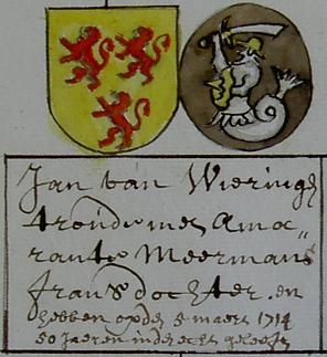 Heraldiek Van Wieringen Twee afbeeldingen uit het manuscript Suijderhoef van Jan van Wieringen.