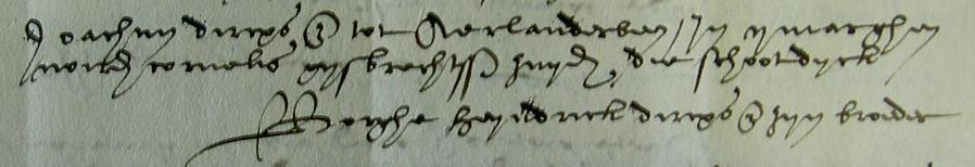 Aanvulling Van Wieringen in Rijnland, pag. 249. De eerste generaties zien er nu als volgt uit: I. Dirck Heijnricxzoen, overl. tussen 3-1522 en 1540, tr. Gheert.