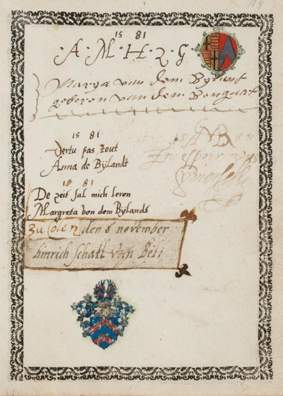 P 110 Maria van den Bylandt geboren van dem Bongard, s.l. 1581. Zij tr. Otto van Bylandt van Rheydt en P 109 Anna van Bylandt en P 108 Margreta van Bylandt.