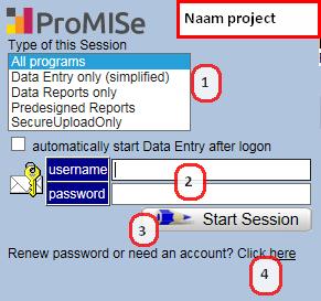 Inloggen Indien uw project een portal pagina heeft via de afdeling ADM van het LUMC, gaat u naar: http://www.msbi.nl/promise in de Internet Explorer (Tip: voeg deze website toe aan uw Favorieten).