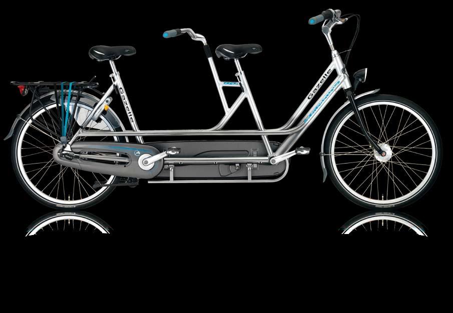 30 Tandem 5 versnellingen SRAM Cargo naaf met trommelremmen en naafdynamo graphite / platinum uni 56 adviesprijs 1399 www.gazelle.nl/tandem Voorzien van een stevige dubbele pootstandaard.