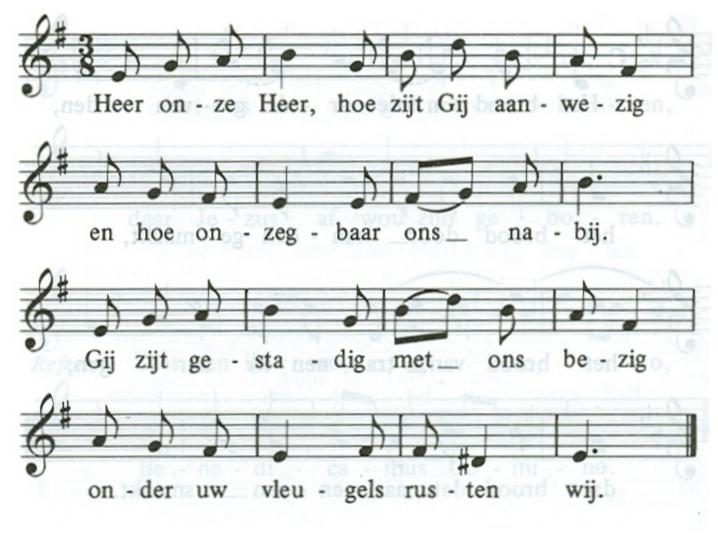 Onze Vader, die in de hemelen zijt, uw naam worde geheiligd; uw Koninkrijk kome; uw wil geschiede, gelijk in de hemel alzo ook op de aarde.