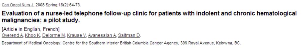 Results/conclusion: 73% expressed preference nurse-led telephone follow up psychosocial support