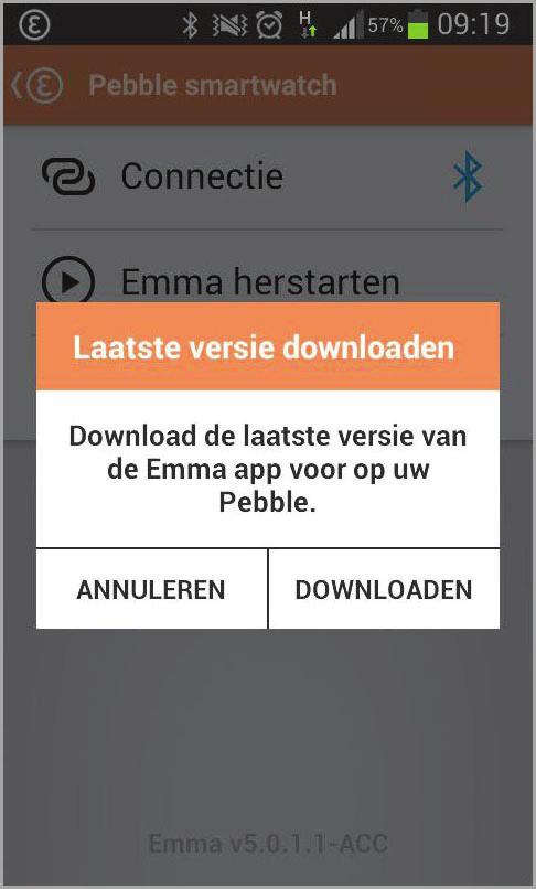 In het scherm Pebble smartwatch vindt u de optie Emma downloaden (zie figuur 4).
