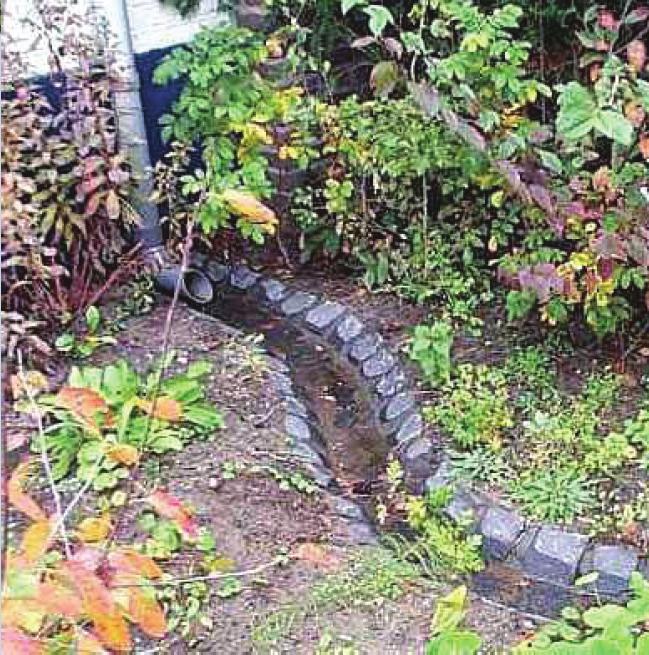 lagergelegen stuk tuin (bijvoorbeeld een terras) kan het water zich via de put