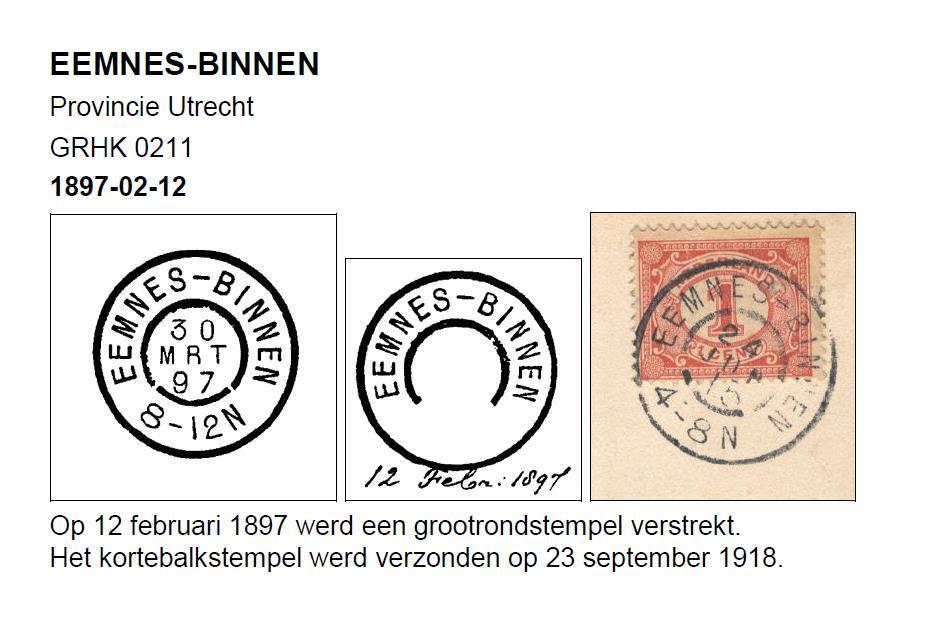PAGINA 5 In 1866 krijgt Baarn een hulppostkantoor: Het aan de tolboom onder Groeneveld gevestigde hulppostkantoor voor de gemeenten Baarn en Eemnes - zal verder voor Eemnes-Binnen bestaan (uit Alg.