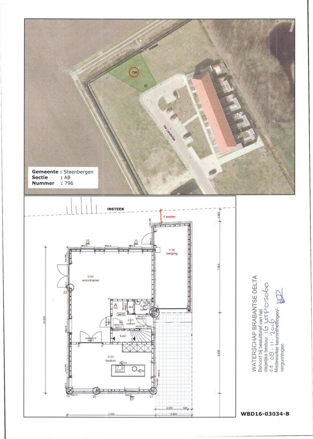 79-j 17 B1 Hp r V Gemeente : Steenbergen Sectie AB Nummer 796 LLLİ.1! 1 meter -. ; : terging O O.: woonkamer i - LU [O I!