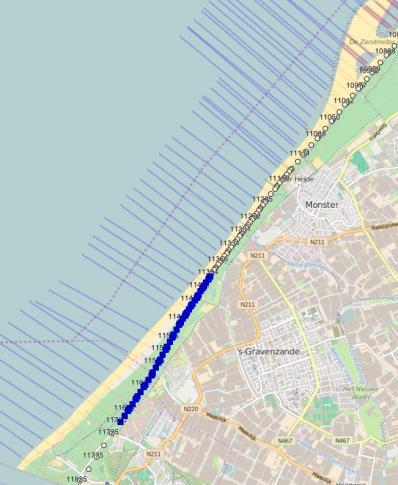 Dit gebied ligt voor de kust van Delfland ter hoogte van s- Gravenzande (raai 11400-11700), zie Figuur 4.29.