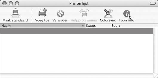 INSTALLATIE IN EEN MACINTOSH-OMGEVING 5 Geef de printerinformatie weer. SCxxxxxx SHARP MX-xxxx PPD () () () Klik op de naam van het apparaat. Als u Mac OS X v0.5 tot 0.5.6 gebruikt, klikt u op de knop [Opties en toebehoren], vervolgens op de tab [Besturingsbestand] en gaat u naar stap 6.