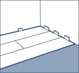 Controleer de uitzetvoeg van 5 tot 10mm met de muur als er drie rijen gelegd zijn en ga verder met leggen zoals hierboven beschreven, tot u de tegenoverliggende muur bereikt. 6.