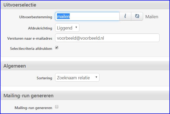 5.1. Mailing-run uitvoeren Ga naar de functie Mailing-runs (MMAILP) en selecteer de gewenste mailing-run. Klik rechts in het scherm op de actie Uitvoeren. Het scherm Mailing-runs wordt geopend.