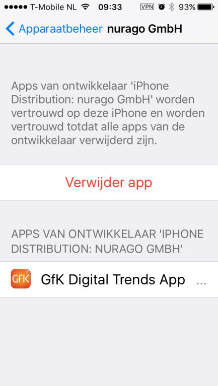 Verwijderen GfK Digital Trends voor ios (app versie 2.3.