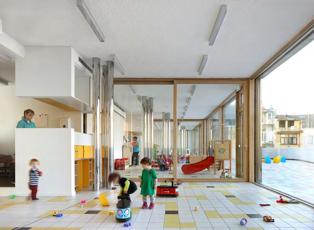 UITGANGSPUNTEN ONTWERP Het kinderdagverblijf werd ontworpen aan de hand van een aantal uitgangspunten: Multifunctionele ruimtes reguleren de circulatie 1.