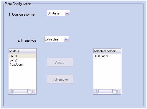 Het tabblad Setup (Instellingen) wordt weergegeven: Gedeelte voor het configureren van de plaat Setup (Tabblad Instellingen) [3] In het gedeelte Plate Configuration (Configuratie platen) van het