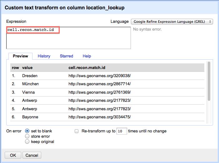 I.p.v. de string 'Antwerpen' hebben we nu <http://sws.geonames.org/2177823/>. Job done.