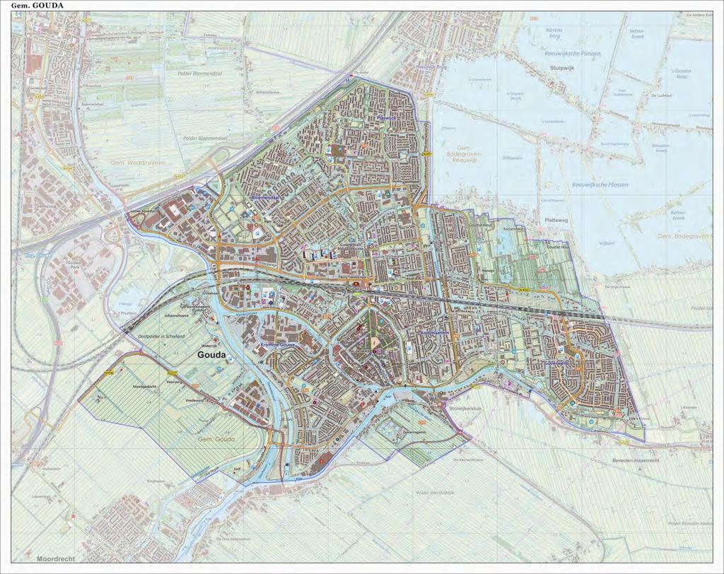 Afbeelding iii: Gemeente Gouda (Bron: J.W. van Aalst, www.opentopo.nl) Het beheersgebied is ingedeeld in deelgebieden waarvan verwacht wordt dat de bodemkwaliteit in grote mate vergelijkbaar is.