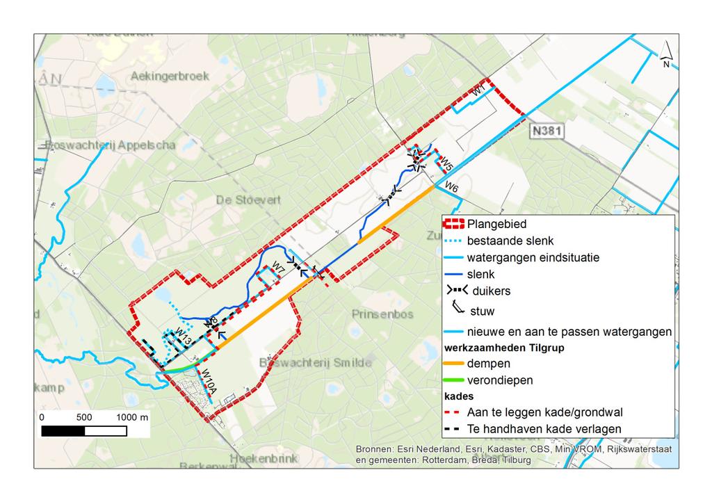 Maatregelenkaart Bosweg Tilgrup 1. Aanleg slenk Slenk in het Friese deel Nieuw aangelegd wordt een slenk, aangeduid op de bovengenoemde maatregelenkaart (blauwe lijn).
