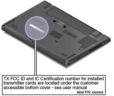 De labels met het FCC ID- en IC-certificeringsnummers bevinden zich op de draadloze WAN-kaart 1 en draadloos-lan-kaart 2 in de kaartsleuven voor draadloze communicatie op de computer.