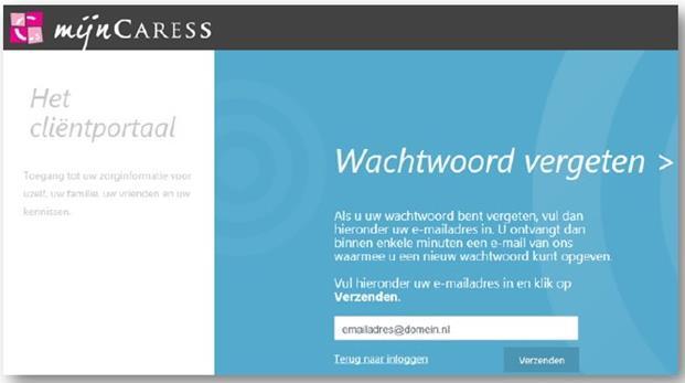 Nadat u per e-mail uw nieuwe wachtwoord heeft