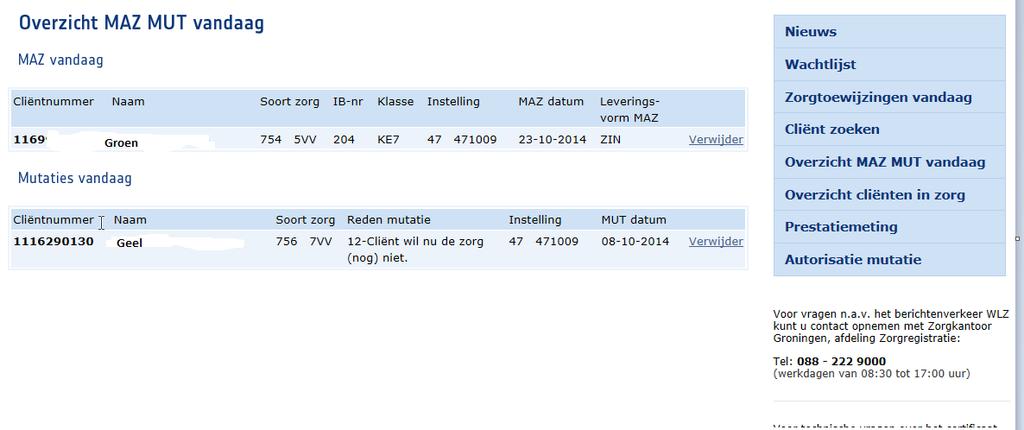 3.6 Overzicht cliënten in zorg Bij overzicht cliënten in zorg is er de mogelijkheid een overzicht aan te maken met alle cliënten die bij de instelling in zorg zijn.