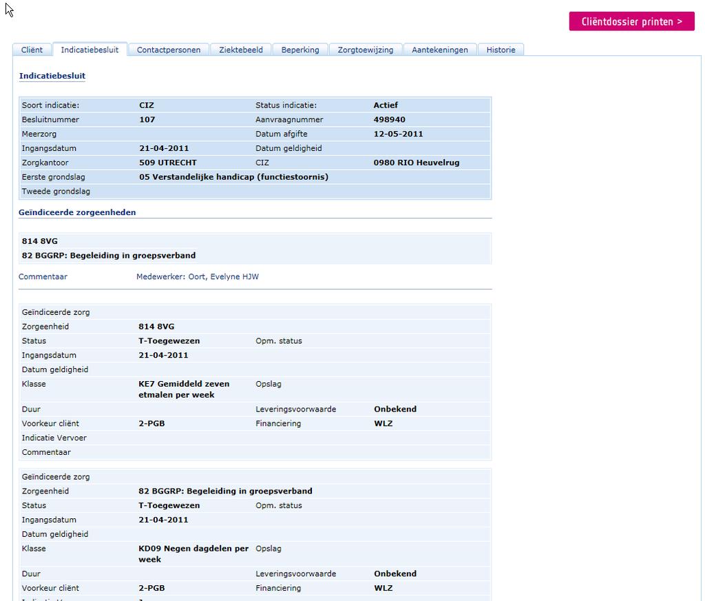 3 e Tabblad Contactpersoon Onderstaand een voorbeeld