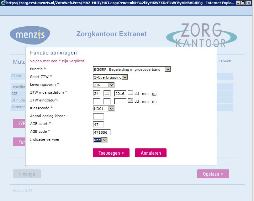 Kies hier voor functies aanvragen en klik op