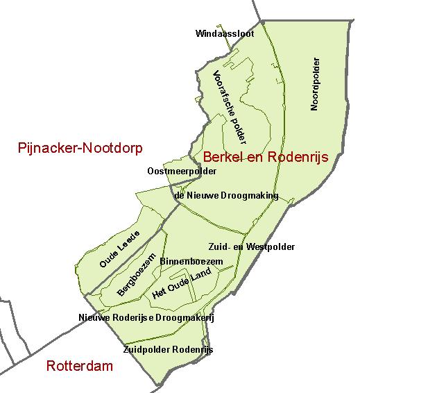 1.4 Beschrijving polder Berkel Polder Berkel ligt in het oosten van het beheersgebied van het hoogheemraadschap. Het is de grootste polder van het Hoogheemraadschap.