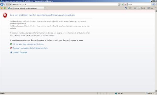 Open uw internet browser en ga naar het volgende adres: https://<ip-adres standaard gateway>