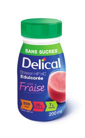 Vloeistof 2ml 2ml 2ml 3 Kcal Delical HP-HC met zoetstoffen 25 Kcal Delical fruitdrank 25 Kcal Delical fruitdrank met zoetstoffen 2g eiwitten 8,4g eiwitten Aversie voor melkproducten 2,4 / fles 8,4g