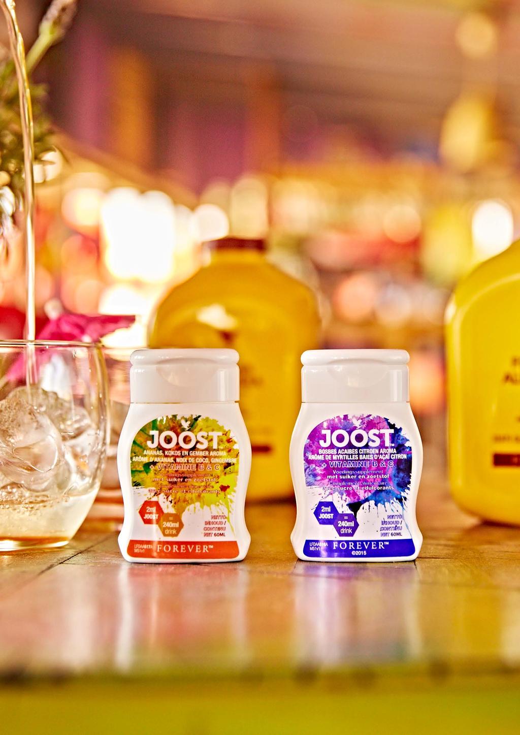JOOST Met JOOST geeft u extra smaak aan uw drank naar keuze; uw favoriete aloë drank wordt nog lekkerder!