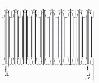 Radiatoren uit één stuk bestaande uit meerdere elementen zijn, mits transportabel, op aanvraag leverbaar Diepte: ohemia 2 koloms 225 mm.