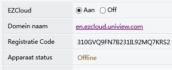 Netwerk/EZcloud Zet het vinkje aan bij Aan (Activeer EZCloud) Klik op Opslaan.